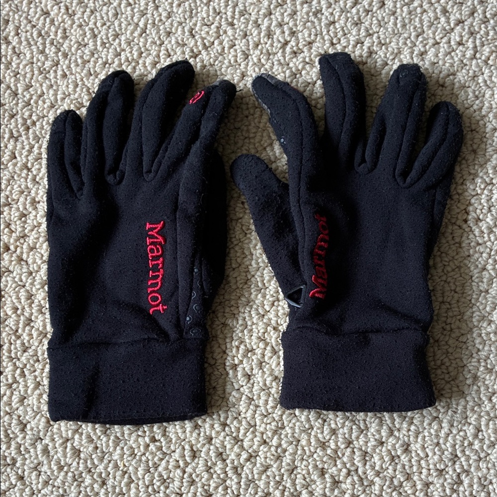 Marmot Black Fleece Gloves with Touch Screen Tech Gloves. M